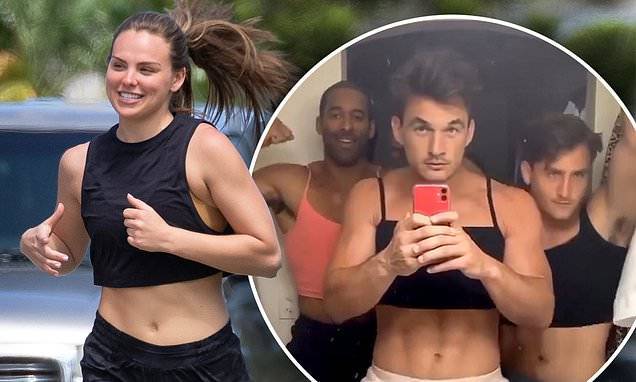Hannah Brown - Hannah Brown jogs while people criticize her and on-again beau Tyler Cameron over 'Quarantine Crew' - dailymail.co.uk - state Florida - county Tyler - parish Cameron - county Brown