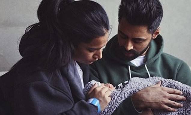 Comedian Hasan Minhaj announces birth of son with sweet pic showing him cradling newborn - dailymail.co.uk - India - state California