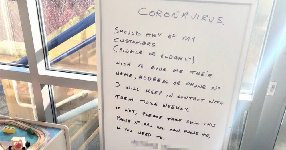 Scots rail worker melts hearts after penning sign offering to help vulnerable people amid coronavirus - dailyrecord.co.uk - Scotland