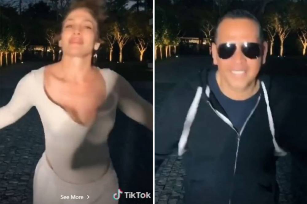 Alex Rodriguez - Bare-faced Jennifer Lopez shakes chest in sexy dance moves for TikTok video with ARod and their kids - thesun.co.uk