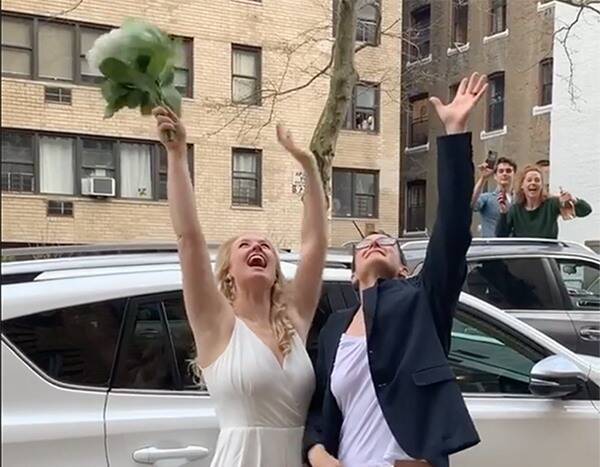 Couple Marries on New York Street as Friend Officiates Wedding From 3 Floors Up - eonline.com - New York - city New York