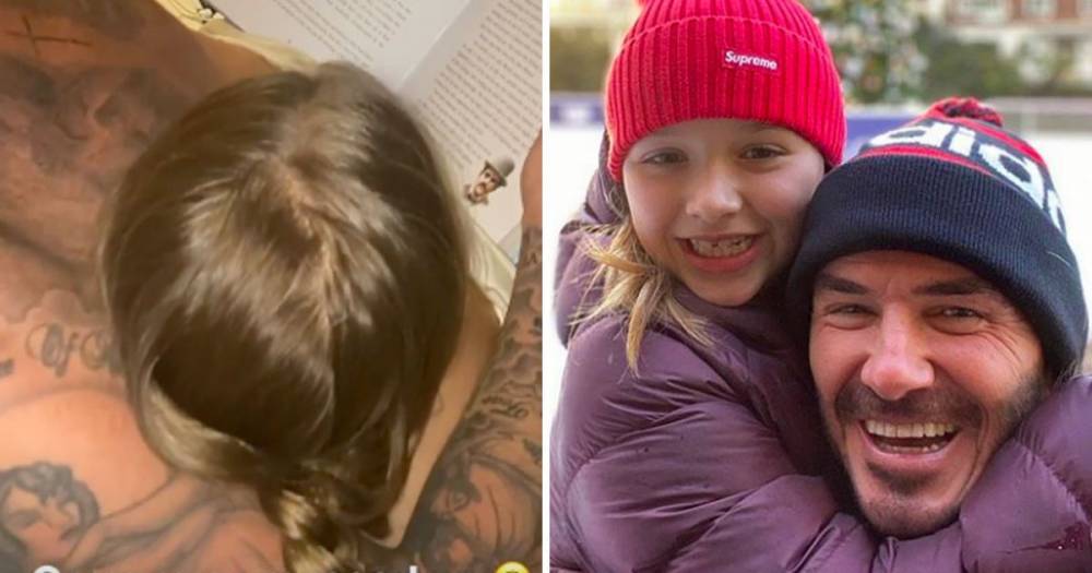 David Beckham - Peter Pan - David Beckham cuddles and reads book to daughter Harper in adorable video as famous family isolate amid coronavirus outbreak - ok.co.uk - county Harper