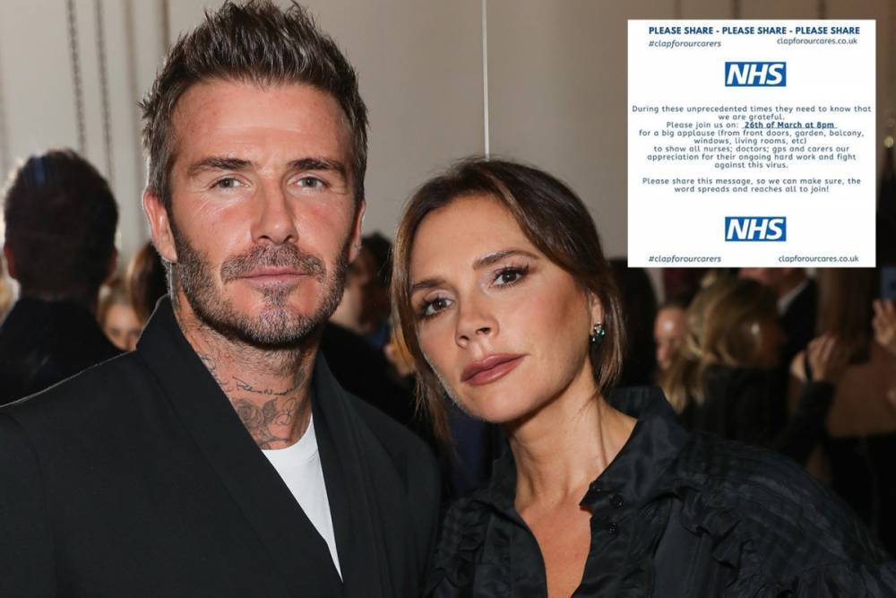 David and Victoria Beckham back ‘clap for our carers’ campaign as celebs encourage fans to support the NHS - thesun.co.uk - Victoria, county Beckham - city Victoria, county Beckham - county Beckham