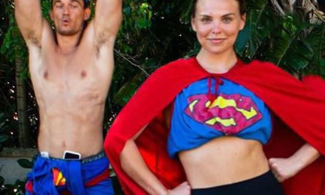 Hannah Brown - Jed Wyatt - Hannah Brown jokes about Tyler Cameron's manhood as they dress up in skintight superhero costumes - dailymail.co.uk - state Florida - county Tyler - parish Cameron - county Brown