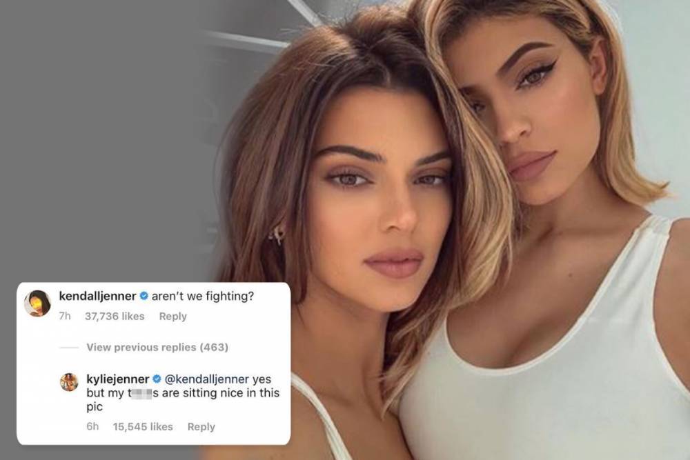 Kylie Jenner - Kylie Jenner admits she’s ‘fighting’ with sister Kendall- but shares sister snap because her ‘t*****s are sitting nice!’ - thesun.co.uk