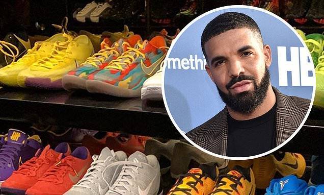 Drake shows off his incredible sneaker closet featuring thousands of dollars in shoes - dailymail.co.uk - Jordan
