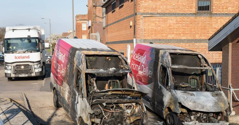 Boris Johnson - Iceland food delivery vans torched by thugs as riot police pelted with missiles - dailystar.co.uk - Iceland