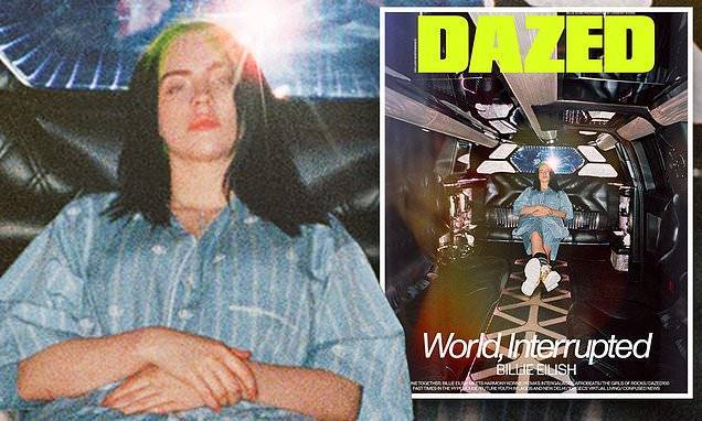 Billie Eilish - Harmony Korine - Billie Eilish lounges in the back of a limo for the first-ever free digital issue of Dazed - dailymail.co.uk