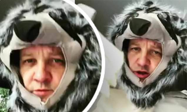 Jeremy Renner - Jeremy Renner does furry onesie as he quarantines with daughter Ava - dailymail.co.uk