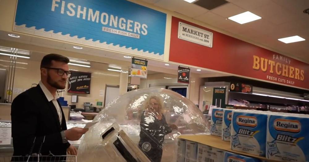 Woman keen to avoid coronavirus goes shopping in zorb ball as carer wipes away germs - dailystar.co.uk - county Bay - state Kentucky - county Lee - county Morrison