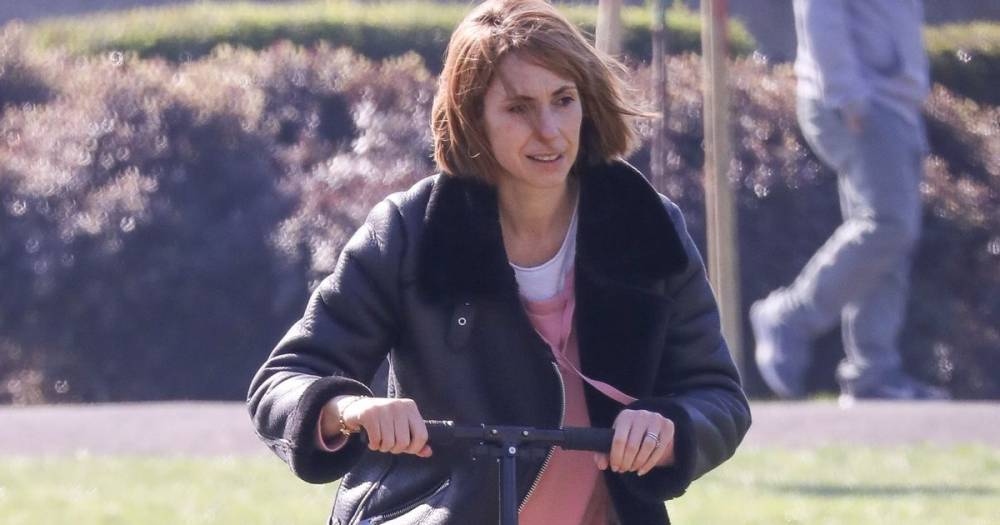 Alex Jones - The One Show's Alex Jones enjoys solo scooter ride as she's spotted in the park - ok.co.uk
