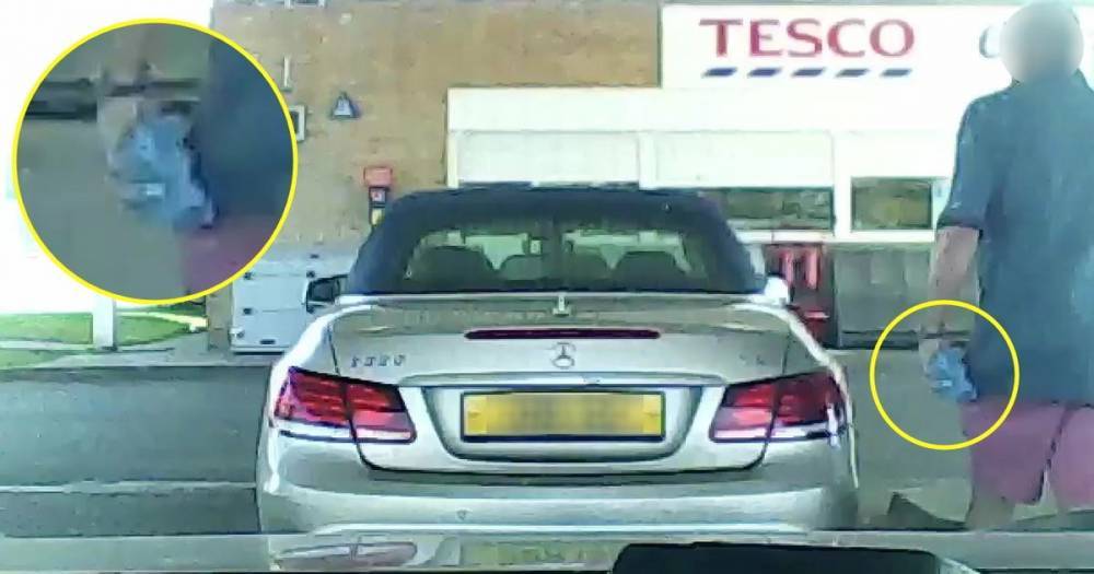 Mercedes driver caught taking 30 rubber gloves from petrol station apologises - mirror.co.uk - city Manchester