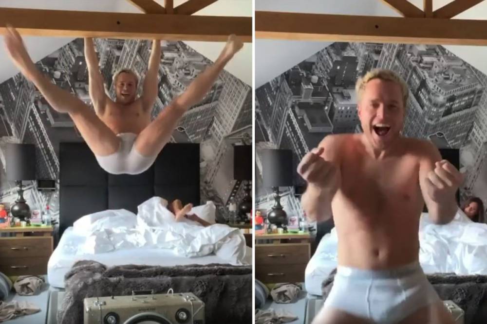 Amelia Tank - Olly Murs shows off his huge bulge in white pants as he dances in his bedroom and says girlfriend will ‘dump him’ - thesun.co.uk
