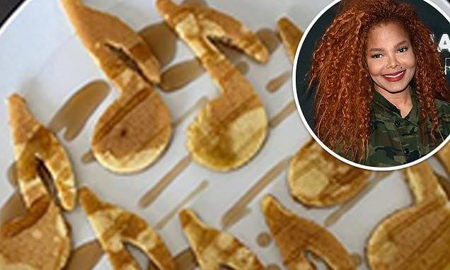 Janet Jackson - Janet Jackson shows off the delicious music note pancakes she made for her son Eissa - dailymail.co.uk
