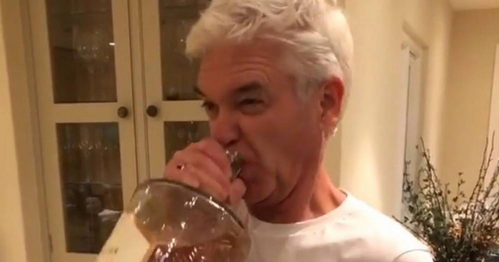 Phillip Schofield - Phillip Schofield says 'f**k it' and ditches poured G T for the whole bottle on boozy night in - mirror.co.uk - city Manchester