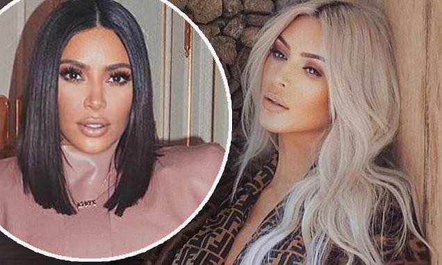 Kim Kardashian - Kim Kardashian contemplates dying her hair blonde after it has time to heal while she's quarantining - dailymail.co.uk