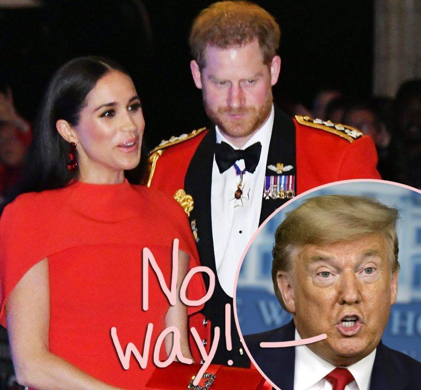 Donald Trump - Harry Princeharry - Meghan Markle - Donald Trump Says Prince Harry & Meghan Markle Must Pay For Their Own Security In Los Angeles - perezhilton.com - Usa - Los Angeles - Canada - city Los Angeles