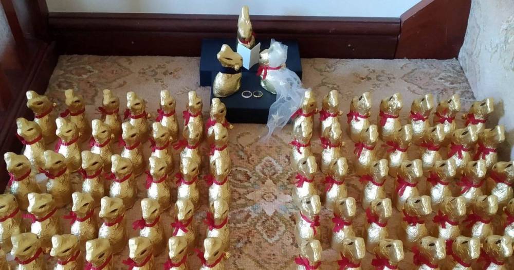Couple's big day postponed due to coronavirus - so they have Lindt bunny wedding instead - mirror.co.uk