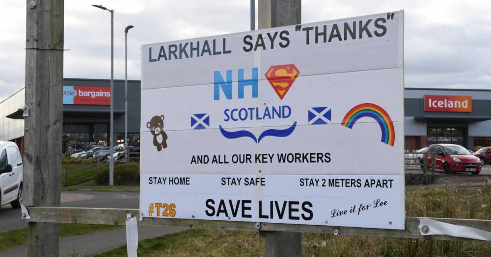 Larkhall hails our NHS heroes battling coronavirus by erecting a sign in the town - dailyrecord.co.uk