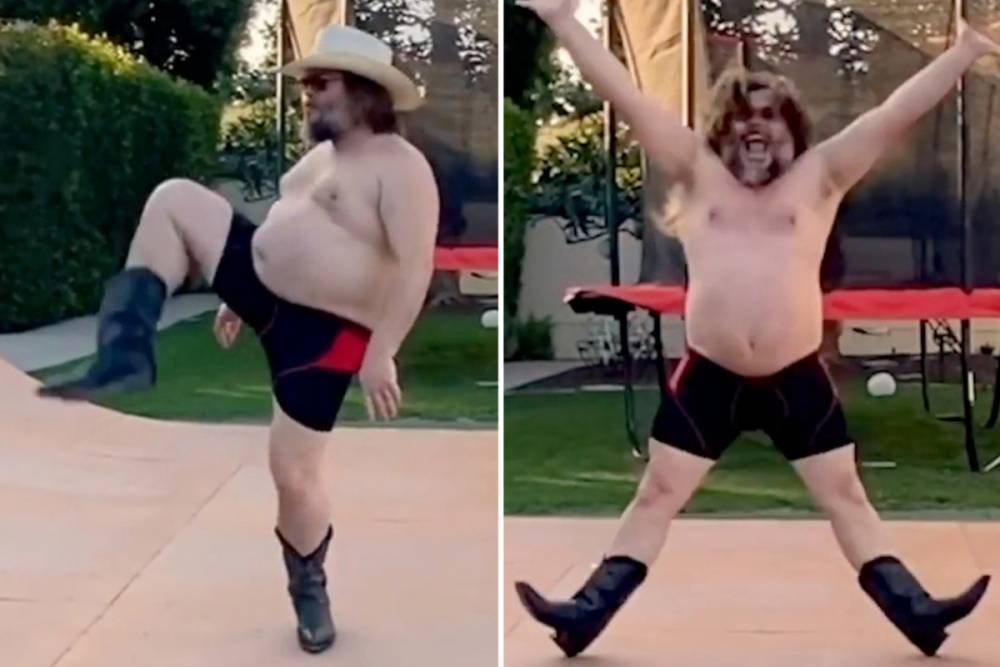 Tik Tok - Shirtless Jack Black high kicks and spins in cowboy boots and short shorts in hilarious dance on TikTok - thesun.co.uk - Russia
