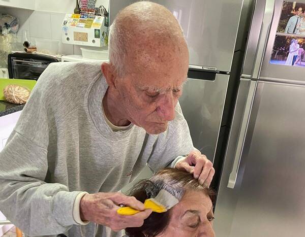 This Photo of a 92-Year-Old Man Coloring His Wife's Hair Amid Social Distancing Will Warm Your Heart - eonline.com
