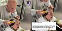 Sweet photo of 92-year-old man dying wife's hair amid coronavirus crisis goes viral - lifestyle.com.au