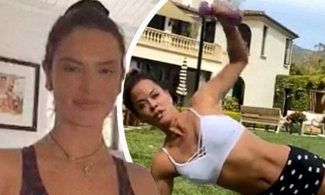 Alessandra Ambrosio - Brooke Burke - Alessandra Ambrosio joins pal Brooke Burke for a booty and ab toning workout over Instagram Live - dailymail.co.uk