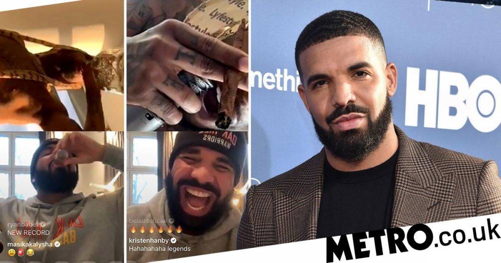 Drake living it up in lockdown as he downs shots and breaks Instagram record during twerking competition - metro.co.uk