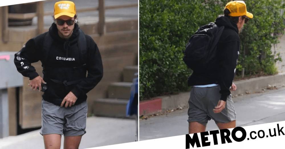 Harry Styles keeps head down during lockdown outing after admitting he’s stuck in LA over coronavirus pandemic - metro.co.uk - Usa - Britain - state California