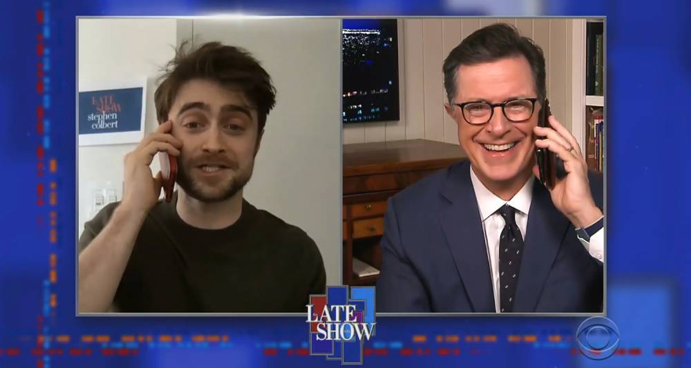 Stephen Colbert - Daniel Radcliffe - Daniel Radcliffe Explains How He Found Out About His False Coronavirus Rumor on 'Late Show'! (Video) - justjared.com