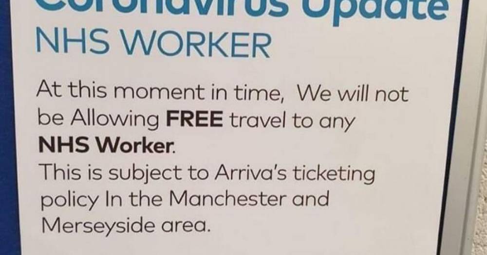 Arriva admits controversial poster about NHS staff 'not clear or reflective' of their commitment' to key workers - manchestereveningnews.co.uk - city Manchester