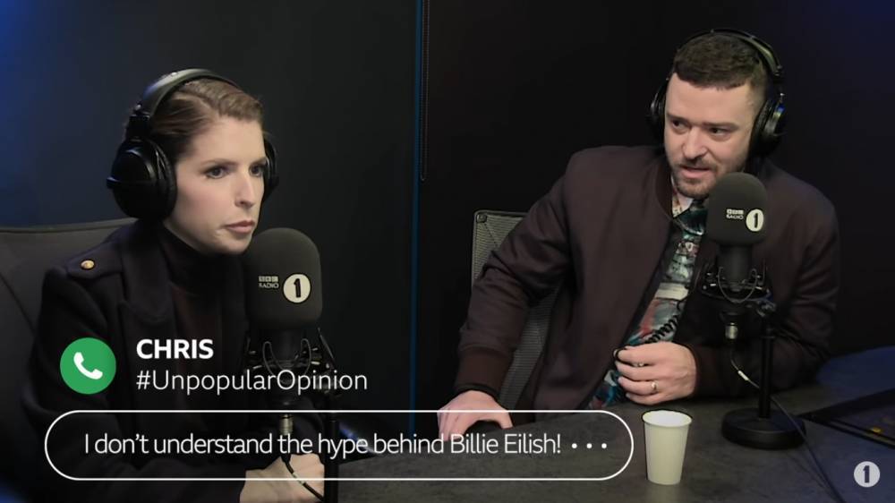 Anna Kendrick - Justin Timberlake And Anna Kendrick Get Riled Up As Radio 1 Caller Says They’re Not A Fan Of Billie Eilish: ‘She’s The Real Deal!’ - etcanada.com