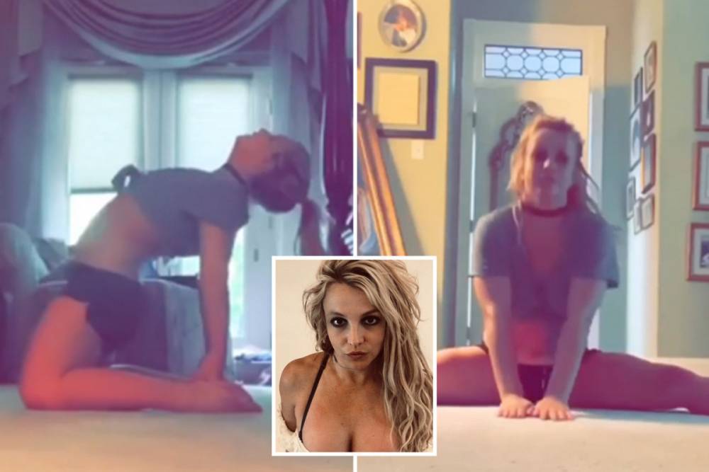 Britney Spears shows off incredible figure as she does yoga workout to help keep her ‘sane’ - thesun.co.uk