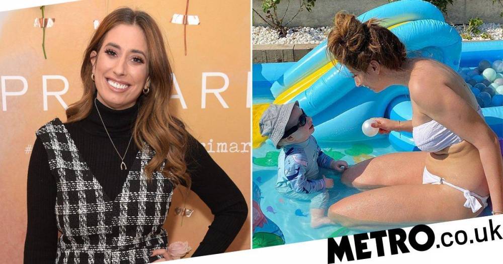 Stacey Solomon - Stacey Solomon wears bikini as she enjoys sunny weather in the paddling pool with son - metro.co.uk