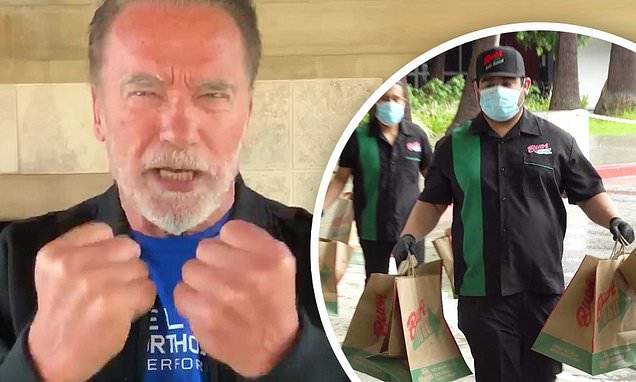 Arnold Schwarzenegger - Arnold Schwarzenegger sends 1,000 lunches to medical workers on the front line against coronavirus - dailymail.co.uk - Italy - state California