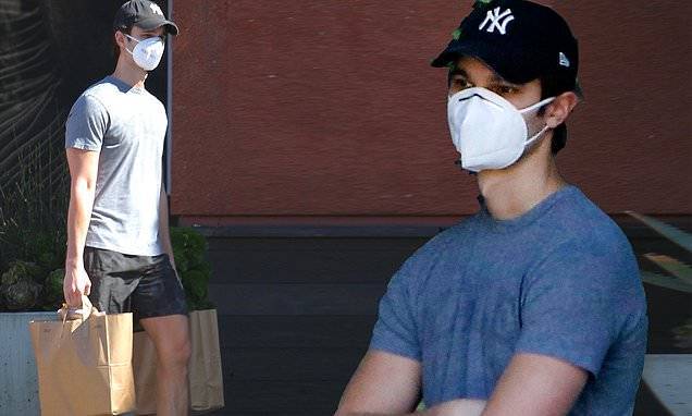 Eric Garcetti - Ansel Elgort - Ansel Elgort wears face mask as he braves crowds during Whole Foods trip amid coronavirus lockdown - dailymail.co.uk - Los Angeles - city Los Angeles