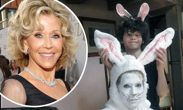 Jane Fonda - Happy Easter - Jane Fonda poses in costume and full makeup as Easter bunny in throwback snap shared to Instagram - dailymail.co.uk