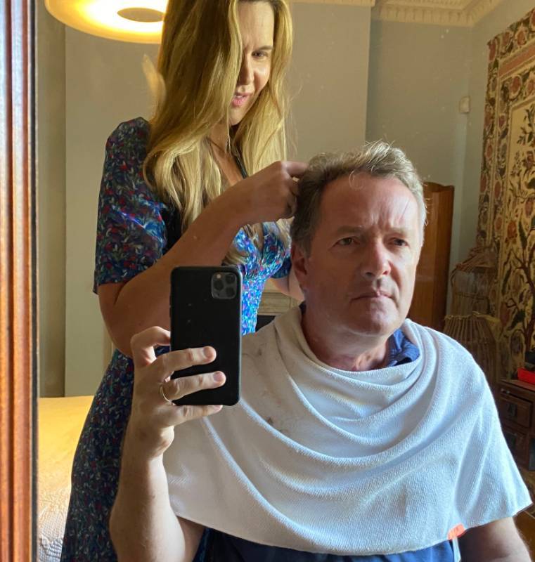 Nervous Piers Morgan shares selfie of wife Celia is giving him a home haircut in coronavirus lockdown - thesun.co.uk - Britain