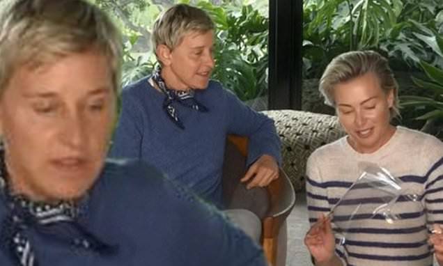 Portia De-Rossi - Ellen Degeneres - Ellen DeGeneres shows viewers how to make masks while Portia De Rossi opens up about PPE efforts - dailymail.co.uk