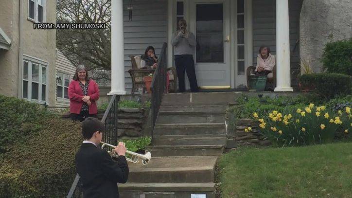 Dawn Timmeney - Local teen performs trumpet solo for Havertown woman's 93rd birthday while practicing social distancing - fox29.com - state Pennsylvania