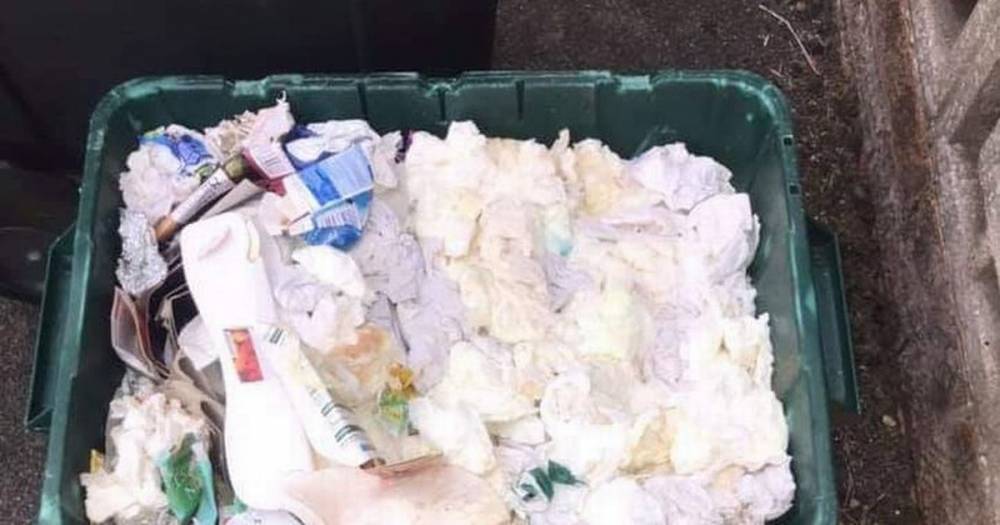 Council warning as 'disgusting' recycling bin full of used tissues left for collection - mirror.co.uk