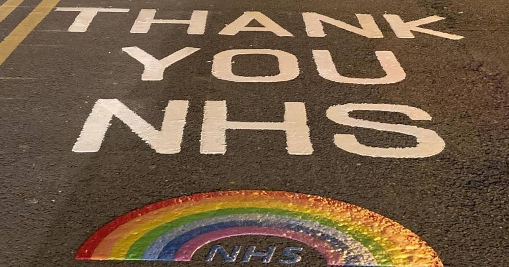 Highways workers have painted 'Thank you NHS' road markings outside Tameside hospital - manchestereveningnews.co.uk