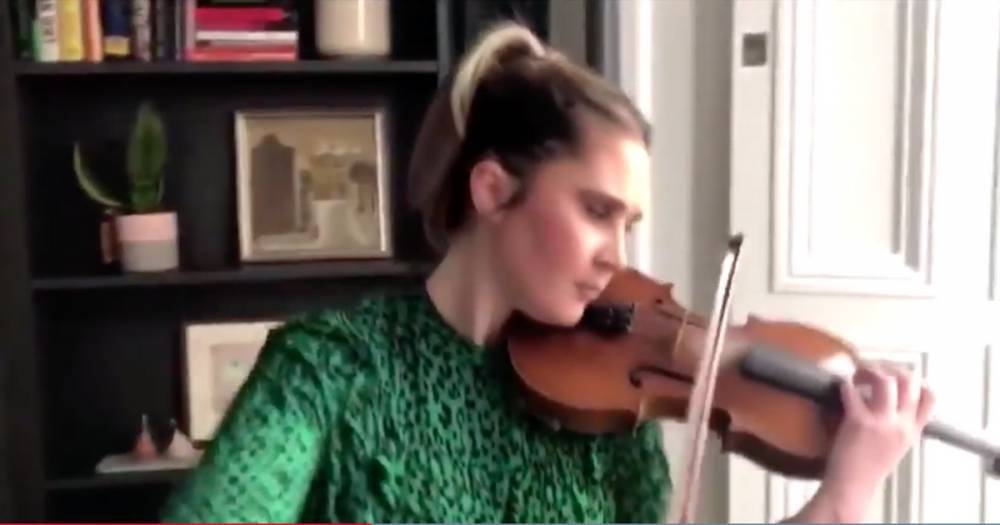 Owain Wyn Evans - Presenter Polly Bartlett plays violin version of STV News theme tune while working from home - dailyrecord.co.uk