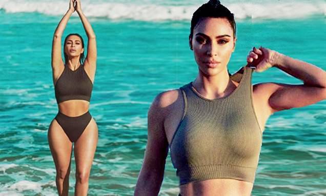 Kim Kardashian - Kim Kardashian flashes chiseled midriff in sizzling seaside pics for new SKIMS line - dailymail.co.uk