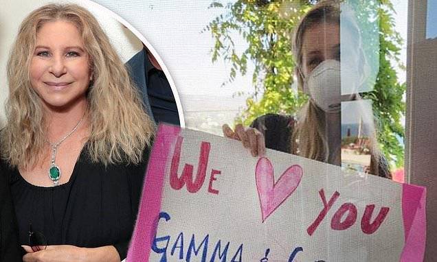 Barbra Streisand - Barbra Streisand shares a sweet picture of her stepdaughter Kathryn holding a 'We love you' sign - dailymail.co.uk