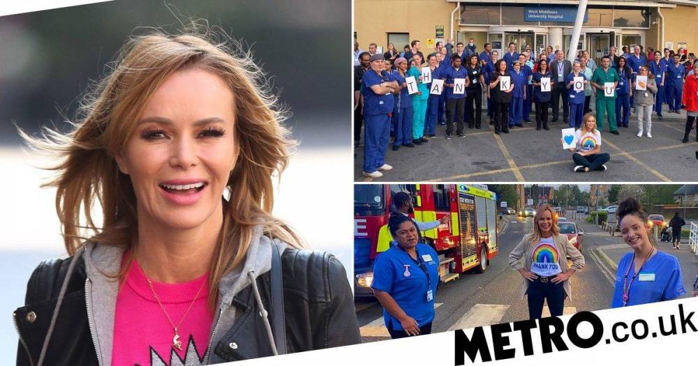 Amanda Holden - Amanda Holden surprises NHS staff outside West Middlesex hospital during coronavirus crisis - metro.co.uk