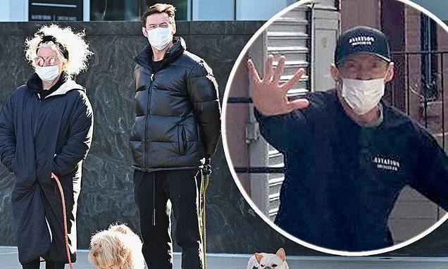 Ryan Reynolds - Hugh Jackman seen with Deborra-Lee Furness on dog walk with face masks after fun Ryan Reynolds jab - dailymail.co.uk
