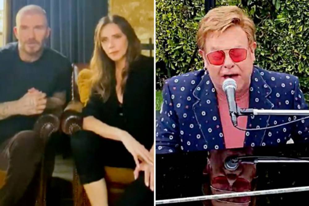 Elton John - David and Victoria Beckham praise NHS workers as they introduce Elton John during One World concert - thesun.co.uk - Victoria, county Beckham - city Victoria, county Beckham - county Beckham