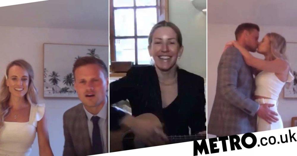 Ellie Goulding - Hayley Pitman - Harvey Skelton - Ellie Goulding surprises NHS nurse and her groom with performance during online wedding - metro.co.uk - county Lake