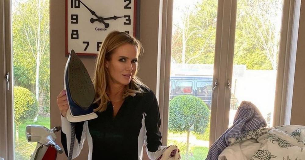 Amanda Holden - Amanda Holden baffles fans as she irons pyjamas in her kitchen next to a Vespa - mirror.co.uk